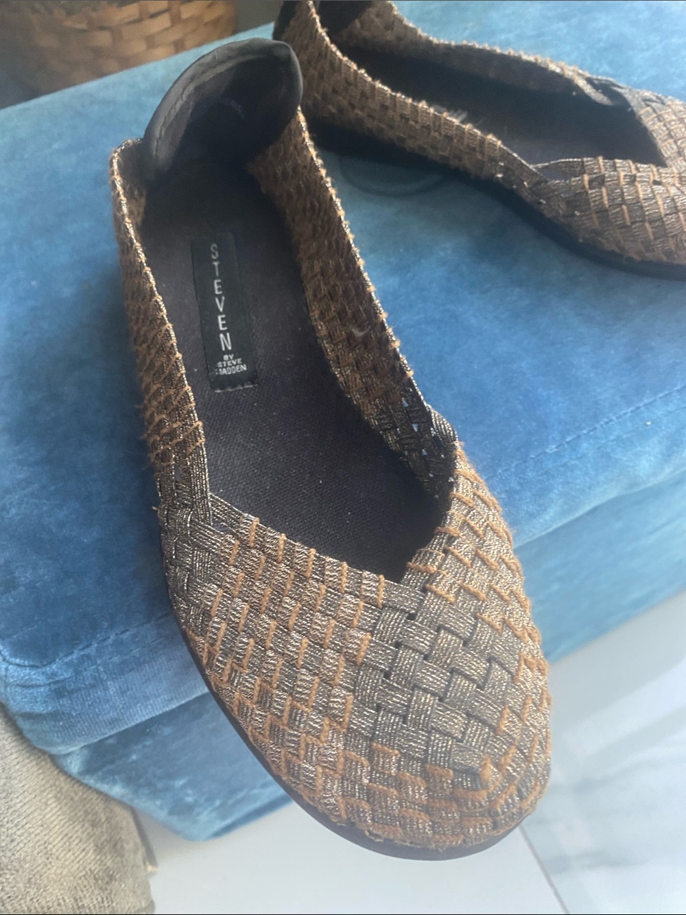 STEVEN by Steve Madden Brown Woven Slip-On Loafers